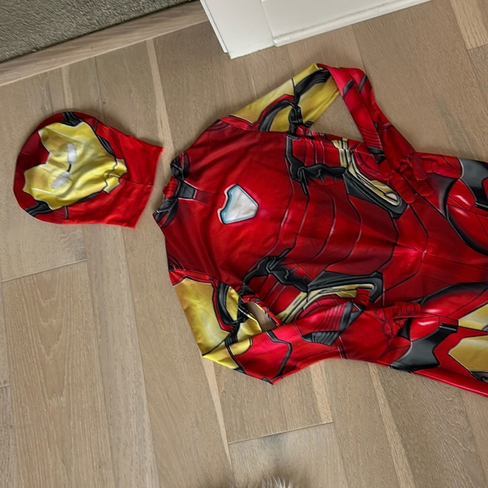 Iron Man full body onesie with “helmet”